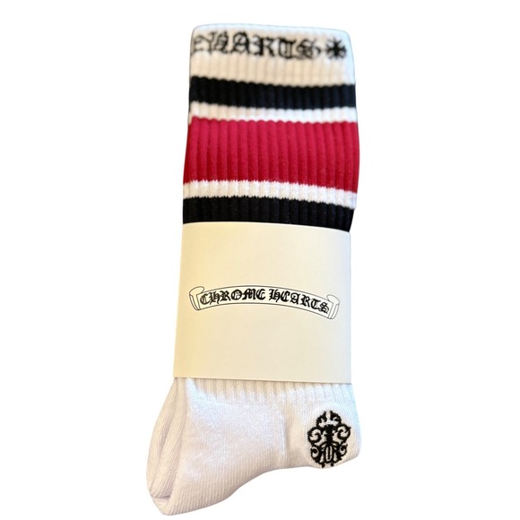 Chrome Hearts Other - Chrome Hearts Miami Socks 'White' Red Black Striped | FSU US Size Large US 9-13